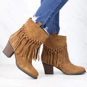 Sbicca Vintage Sound suede fringe ankle boots
